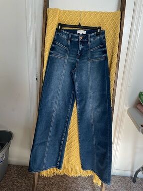 High-Rise Wide Leg Jeans in Dark Blue Denim by AGOLDE